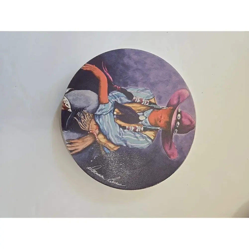 Doreman Burns Table Coasters Cowgirl Print, Signed, Western Decor 